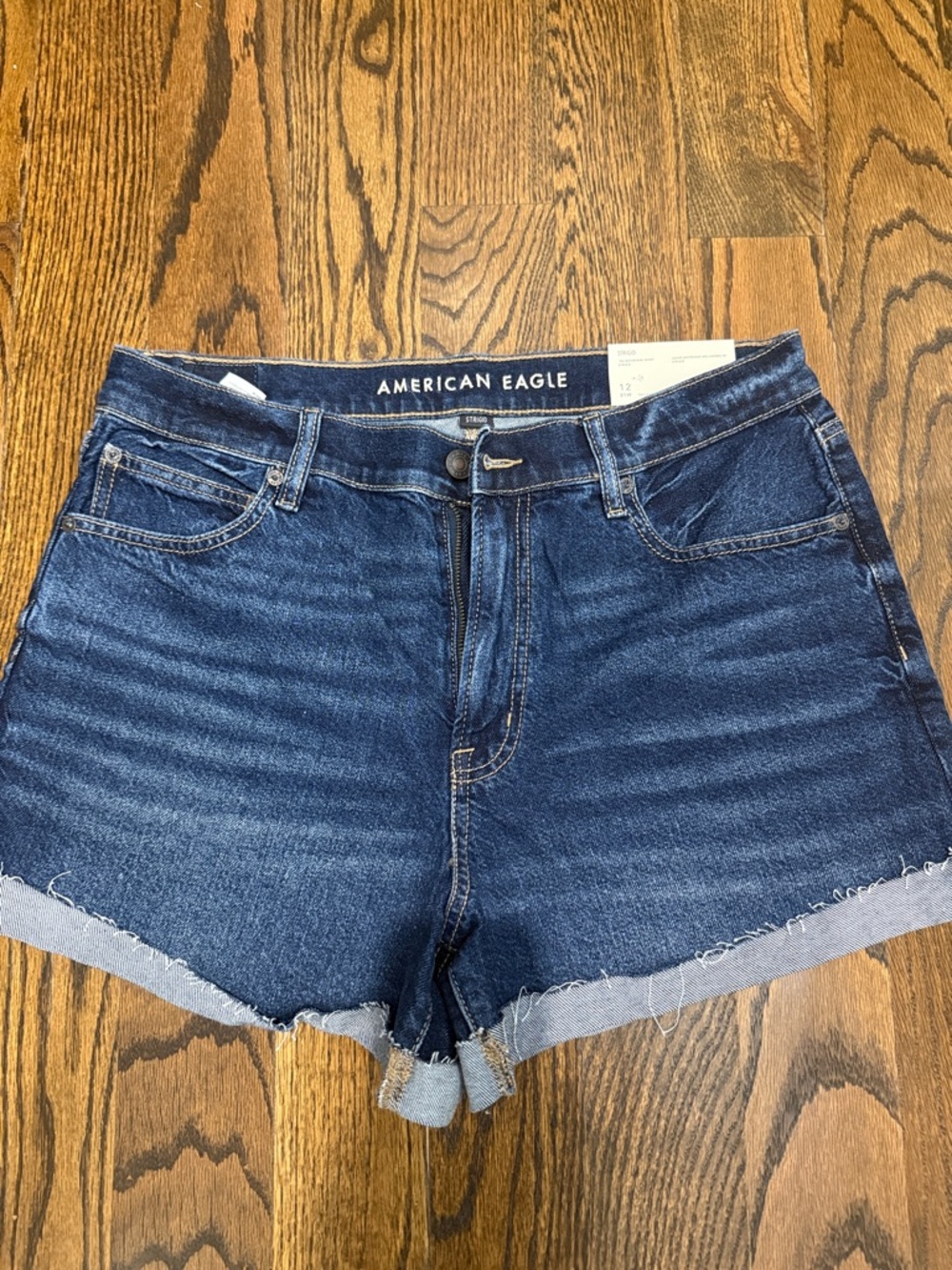 American Eagle Outfitters Navy Blue High-Rise Denim Cutoff Shorts